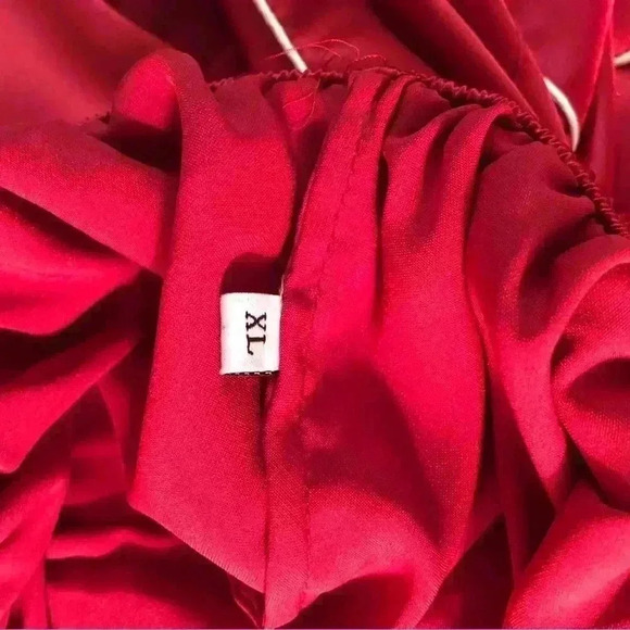 Lonxu Women’s XL Silky Satin Wine Pajama Set Button Front L/S - Picture 9 of 9